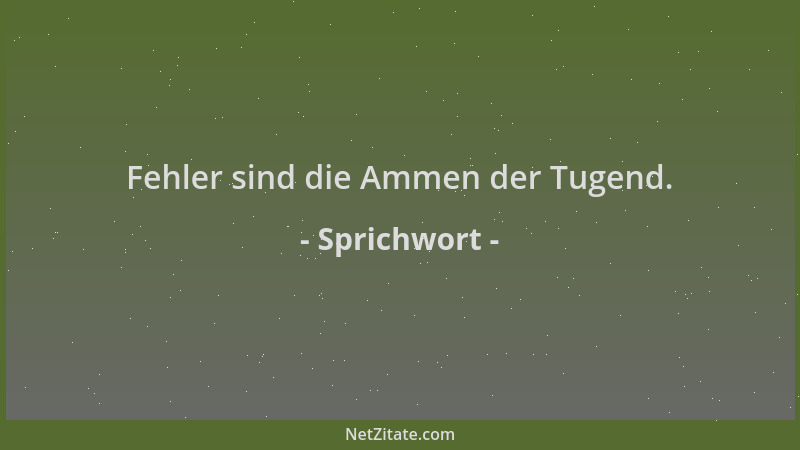 Sprichwort - Fehler sind die Ammen der Tugend....