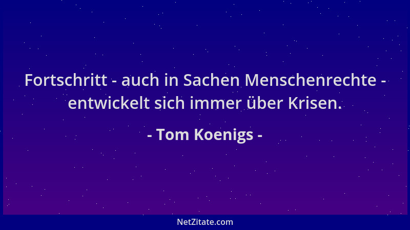 Tom Koenigs - Fortschritt - auch in Sachen Menschenrechte - entwickelt sich immer über Krisen....