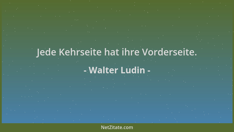 Walter Ludin - Jede Kehrseite hat ihre Vorderseite....
