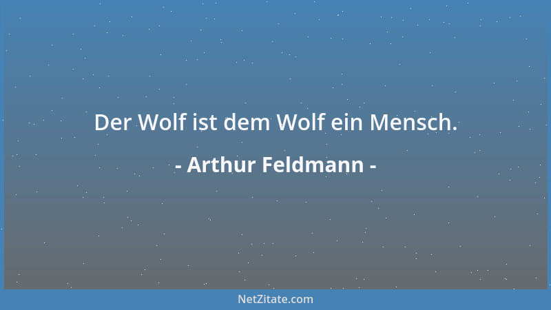 Arthur Feldmann - Der Wolf ist dem Wolf ein Mensch....