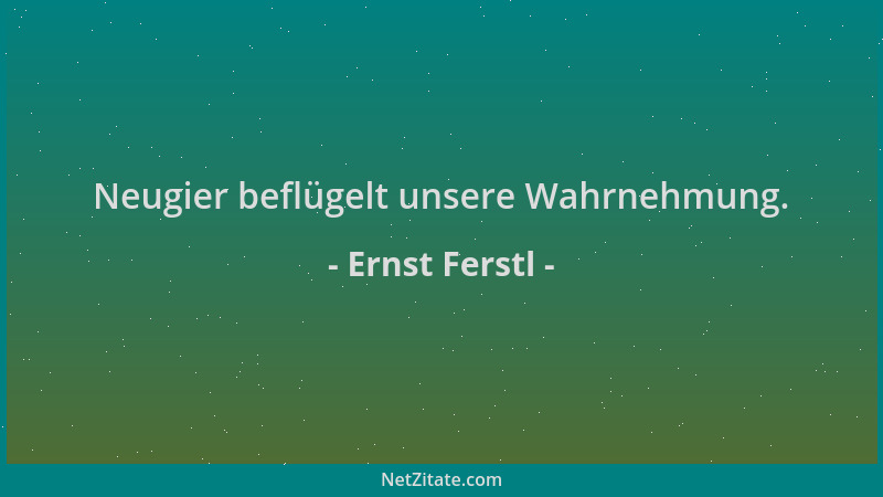 Ernst Ferstl - Neugier beflügelt unsere Wahrnehmung....