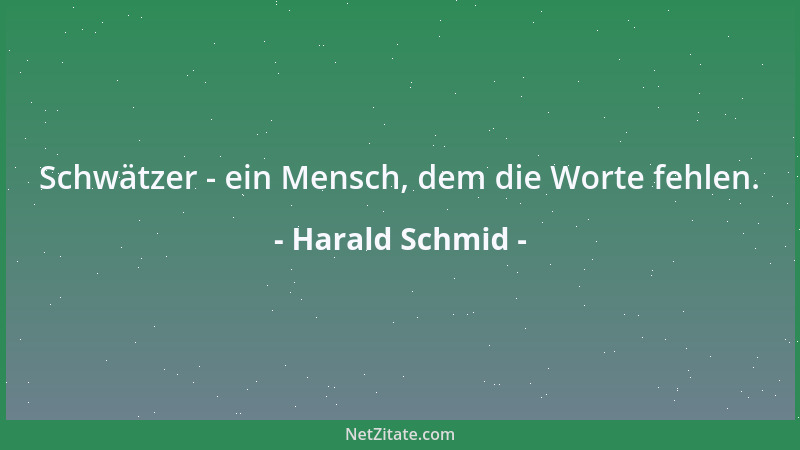 Harald Schmid - Schwätzer - ein Mensch, dem die Worte fehlen....