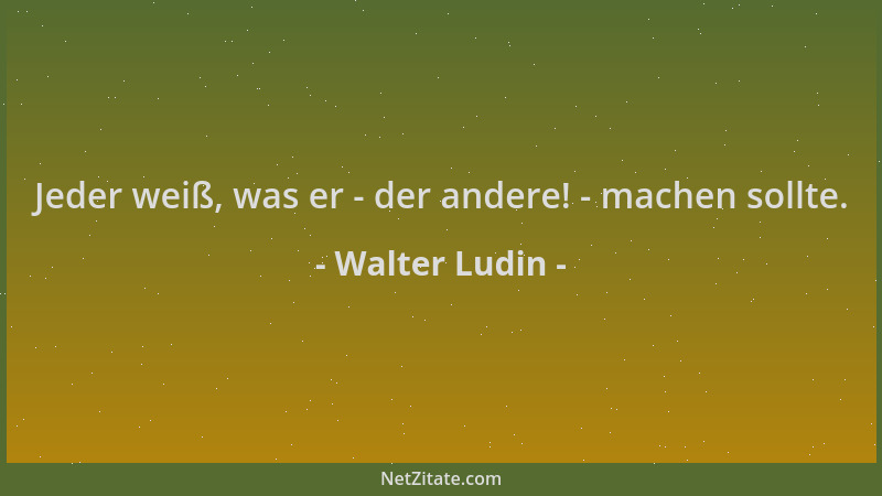 Walter Ludin - Jeder weiß, was er - der andere! - machen sollte....
