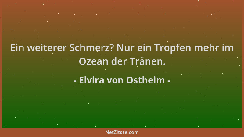Elvira von Ostheim - Ein weiterer Schmerz? Nur ein Tropfen mehr im Ozean der Tränen....