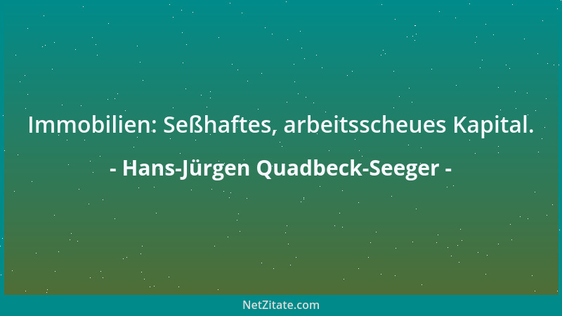 Hans-Jürgen Quadbeck-Seeger - Immobilien: Seßhaftes, arbeitsscheues Kapital....
