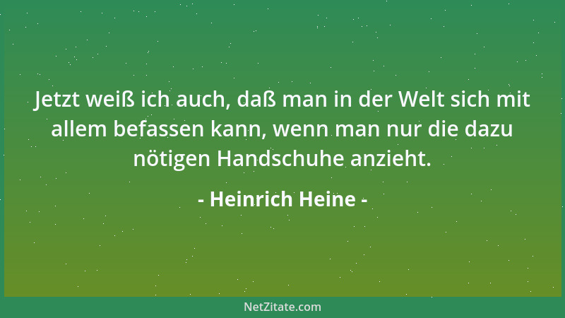 Heinrich Heine - Jetzt weiß ich auch, daß man in der Welt sich mit allem befassen kann, wenn man nur die dazu nötigen Hands...