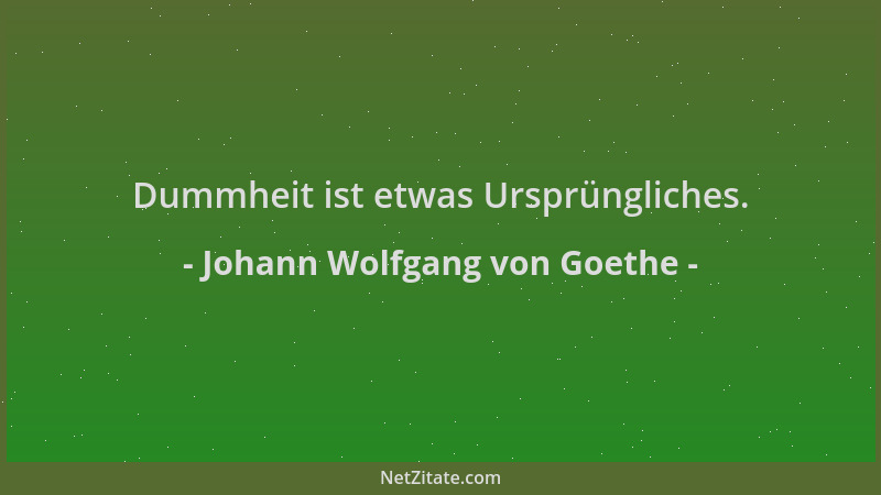Johann Wolfgang von Goethe - Dummheit ist etwas Ursprüngliches....
