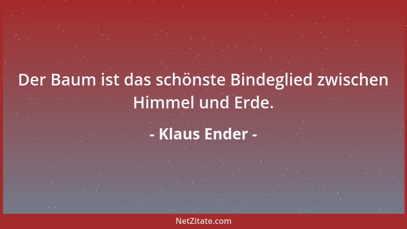 Klaus Ender - Der Baum ist das schönste Bindeglied zwischen Himmel und Erde....
