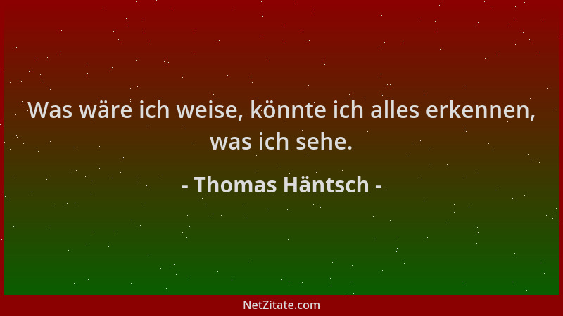 Thomas Häntsch - Was wäre ich weise, könnte ich alles erkennen, was ich sehe....