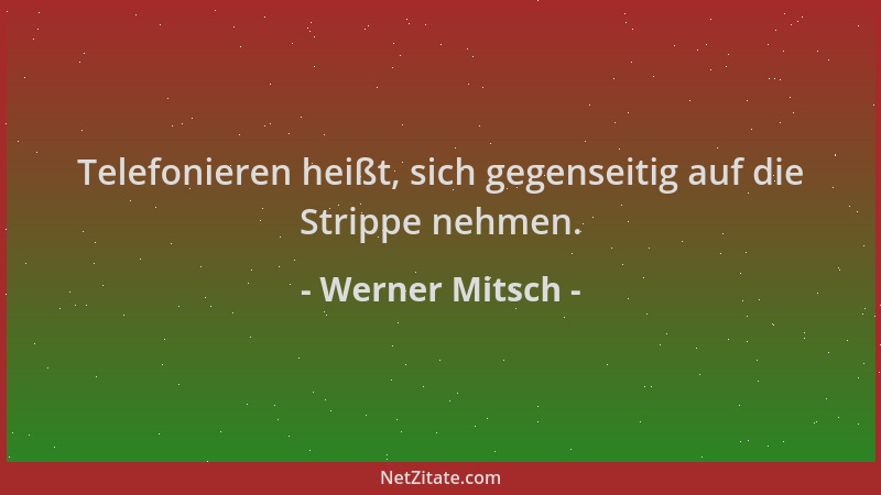 Werner Mitsch - Telefonieren heißt, sich gegenseitig auf die Strippe nehmen....