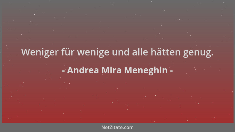 Andrea Mira Meneghin - Weniger für wenige und alle hätten genug....