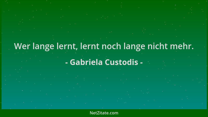 Gabriela Custodis - Wer lange lernt, lernt noch lange nicht mehr....