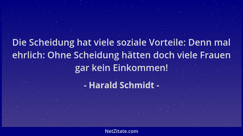 Harald Schmidt - Die Scheidung hat viele soziale Vorteile: Denn mal ehrlich: Ohne Scheidung hätten doch viele Frauen gar ke...