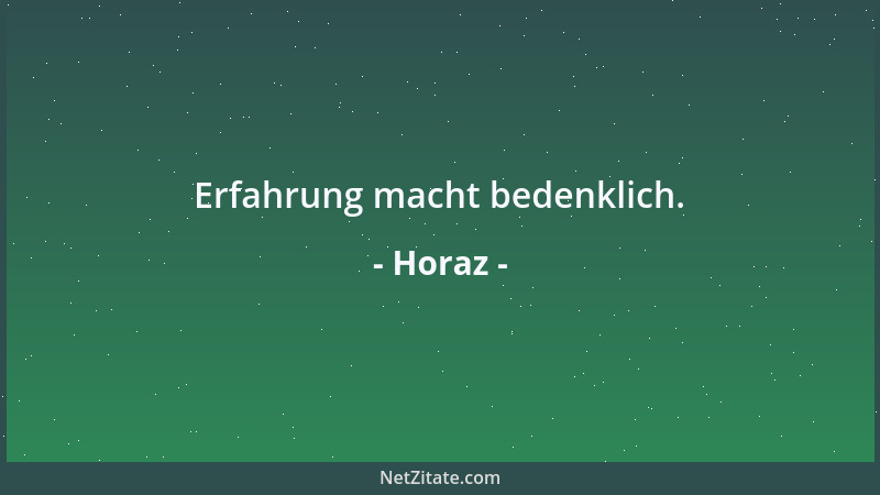 Horaz - Erfahrung macht bedenklich....