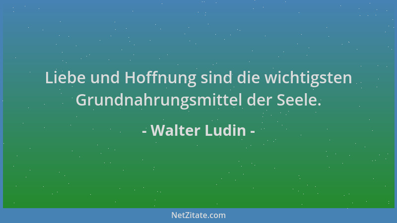 Walter Ludin - Liebe und Hoffnung sind die wichtigsten Grundnahrungsmittel der Seele....