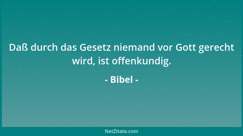 Bibel - Daß durch das Gesetz niemand vor Gott gerecht wird, ist offenkundig....