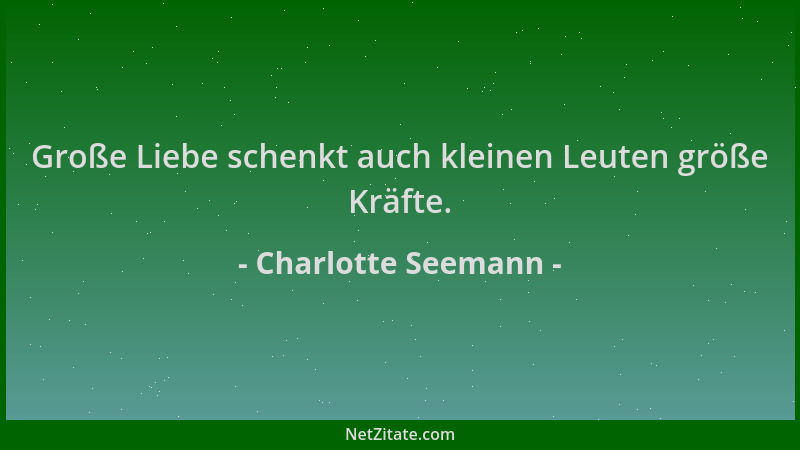 Charlotte Seemann - Große Liebe schenkt auch kleinen Leuten größe Kräfte....