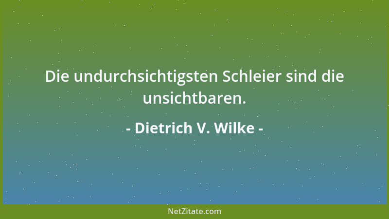 Dietrich V. Wilke - Die undurchsichtigsten Schleier sind die unsichtbaren....