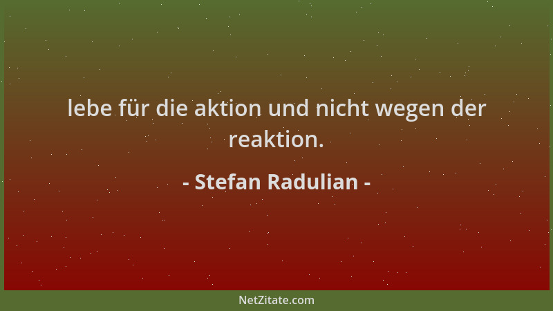Stefan Radulian - lebe für die aktion und nicht wegen der reaktion....