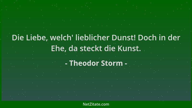 Theodor Storm - Die Liebe, welch ' lieblicher Dunst! Doch in der Ehe, da steckt die Kunst....