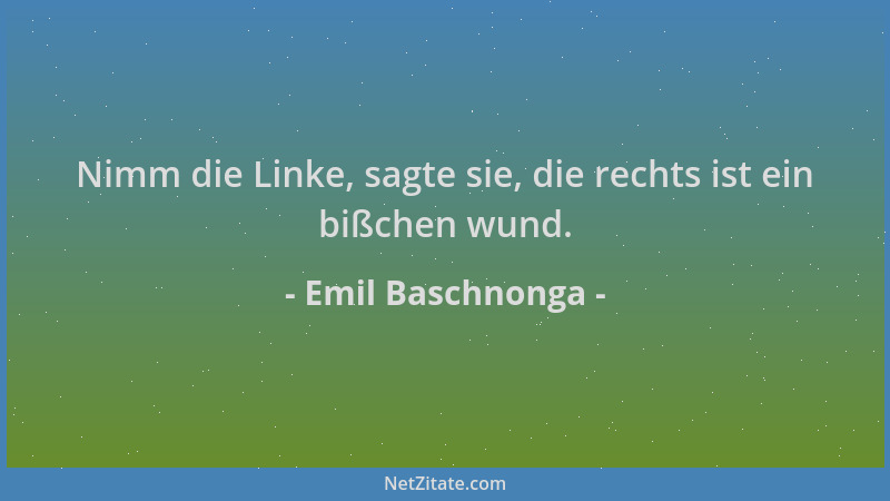 Emil Baschnonga - Nimm die Linke, sagte sie, die rechts ist ein bißchen wund....