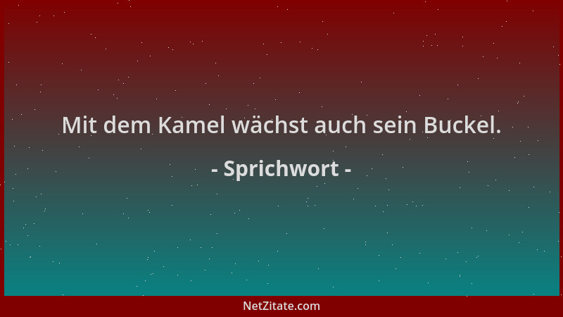 Sprichwort - Mit dem Kamel wächst auch sein Buckel....
