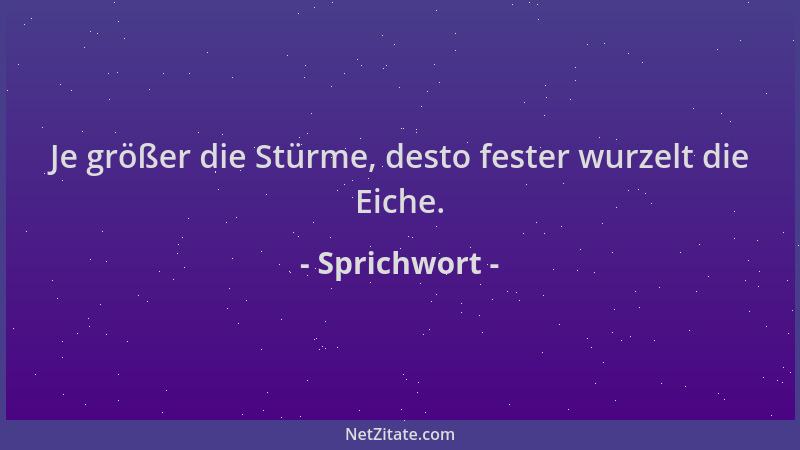 Sprichwort - Je größer die Stürme, desto fester wurzelt die Eiche....