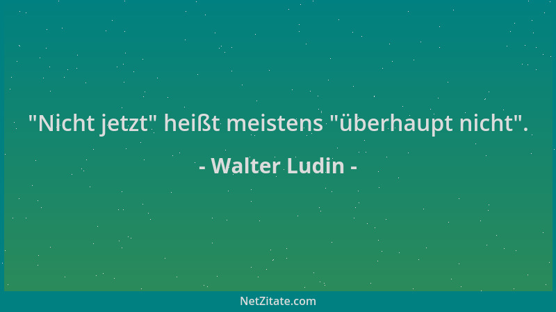 Walter Ludin -  "Nicht jetzt " heißt meistens  "überhaupt nicht "....