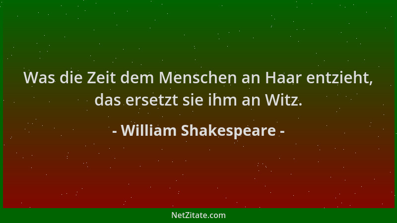 William Shakespeare - Was die Zeit dem Menschen an Haar entzieht, das ersetzt sie ihm an Witz....