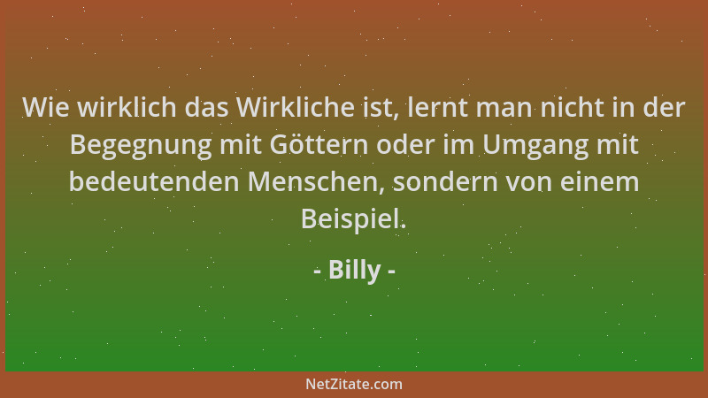 Billy - Wie wirklich das Wirkliche ist, lernt man nicht in der Begegnung mit Göttern oder im Umgang mit bedeutenden Mensche...