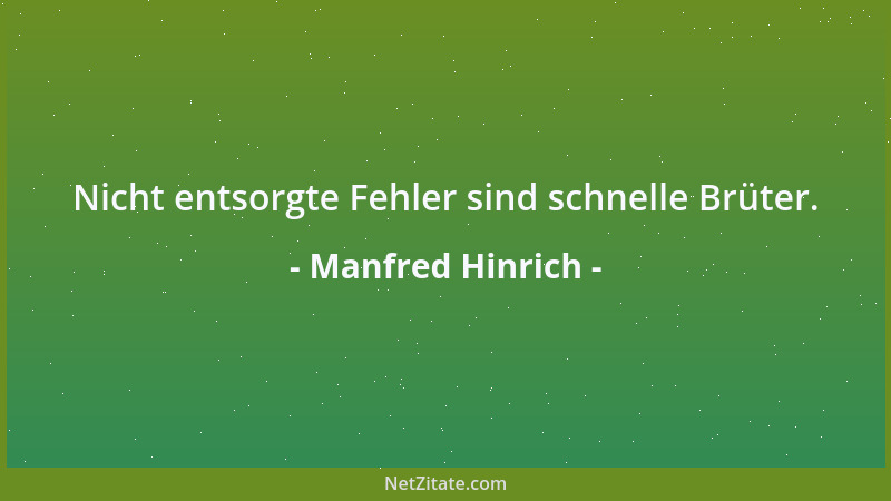 Manfred Hinrich - Nicht entsorgte Fehler sind schnelle Brüter....