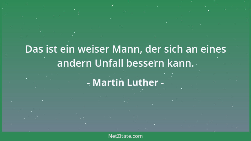 Martin Luther - Das ist ein weiser Mann, der sich an eines andern Unfall bessern kann....