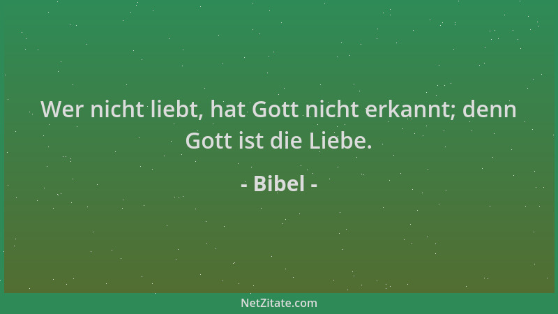 Bibel - Wer nicht liebt, hat Gott nicht erkannt; denn Gott ist die Liebe....