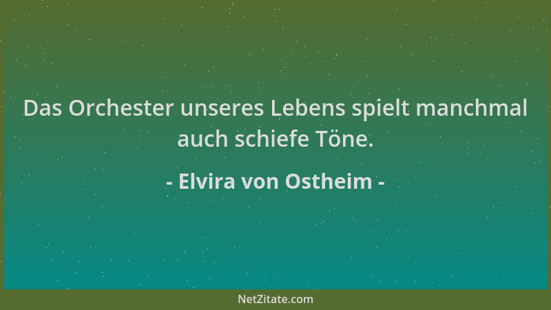 Elvira von Ostheim - Das Orchester unseres Lebens spielt manchmal auch schiefe Töne....