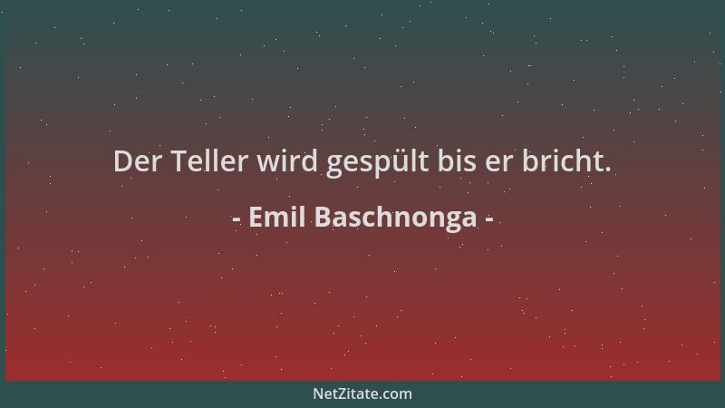 Emil Baschnonga - Der Teller wird gespült bis er bricht....