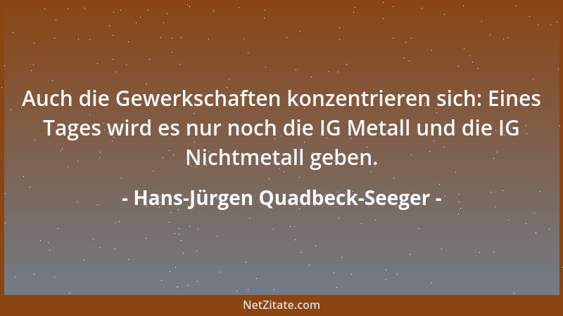 Hans-Jürgen Quadbeck-Seeger - Auch die Gewerkschaften konzentrieren sich: Eines Tages wird es nur noch die IG Metall und di...
