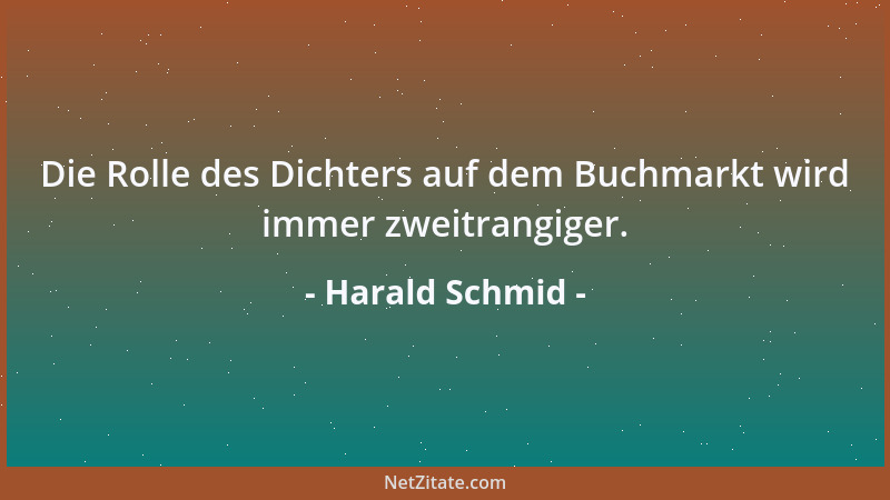 Harald Schmid - Die Rolle des Dichters auf dem Buchmarkt wird immer zweitrangiger....