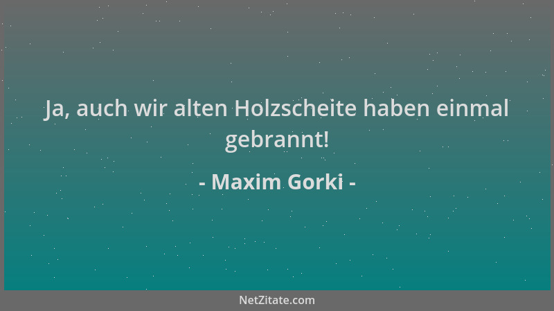 Maxim Gorki - Ja, auch wir alten Holzscheite haben einmal gebrannt!...