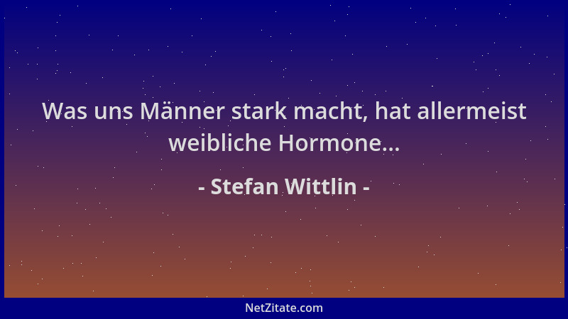Stefan Wittlin - Was uns Männer stark macht, hat allermeist weibliche Hormone......