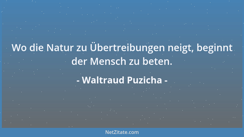 Waltraud Puzicha - Wo die Natur zu Übertreibungen neigt, beginnt der Mensch zu beten....