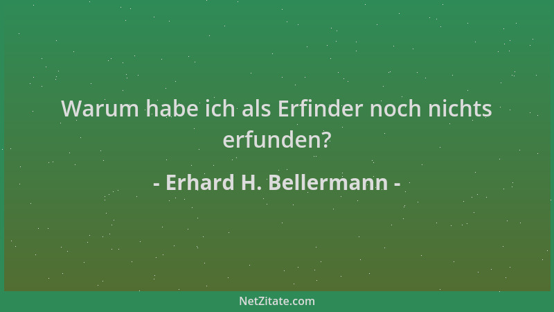 Erhard H. Bellermann - Warum habe ich als Erfinder noch nichts erfunden?...