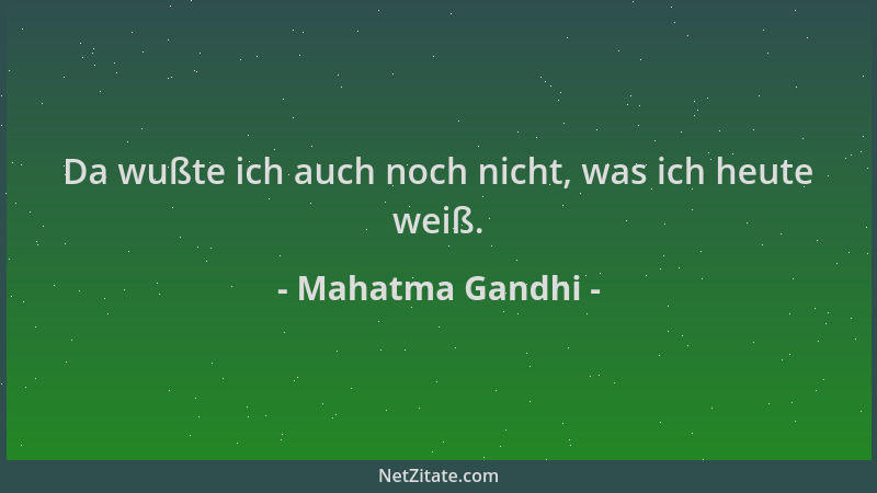 Mahatma Gandhi - Da wußte ich auch noch nicht, was ich heute weiß....