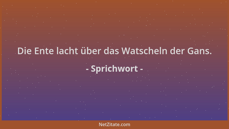 Sprichwort - Die Ente lacht über das Watscheln der Gans....