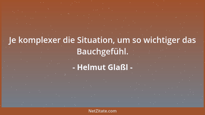 Helmut Glaßl - Je komplexer die Situation, um so wichtiger das Bauchgefühl....