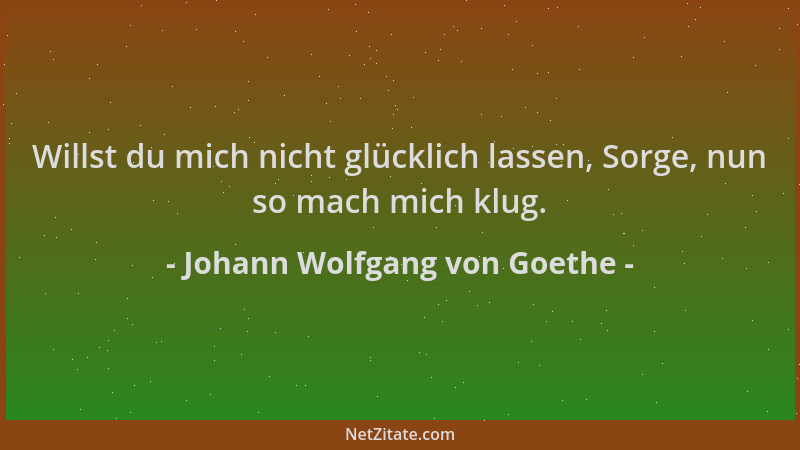 Johann Wolfgang von Goethe - Willst du mich nicht glücklich lassen, Sorge, nun so mach mich klug....