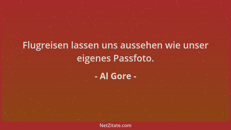 Al Gore - Flugreisen lassen uns aussehen wie unser eigenes Passfoto....