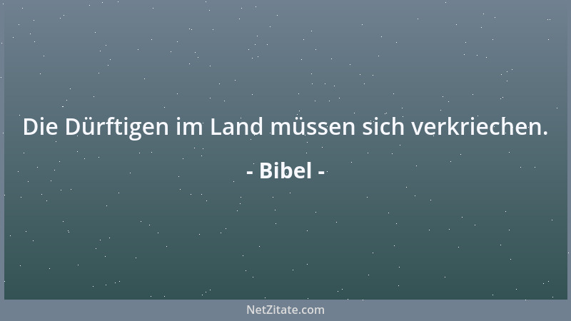 Bibel - Die Dürftigen im Land müssen sich verkriechen....