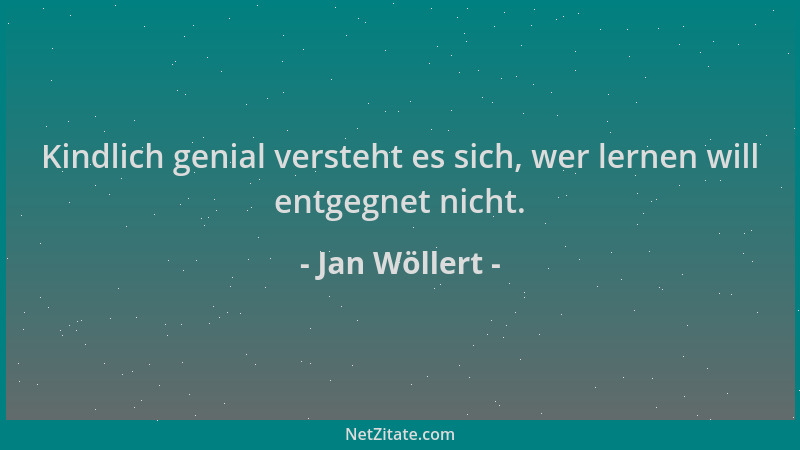 Jan Wöllert - Kindlich genial versteht es sich, wer lernen will entgegnet nicht....