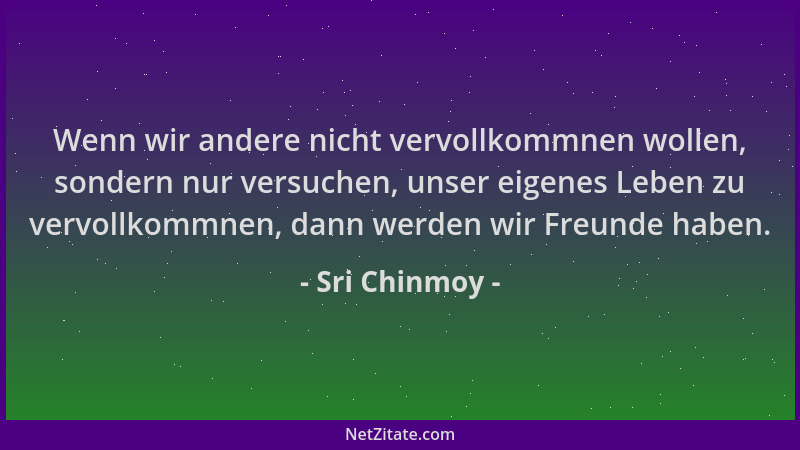 Sri Chinmoy - Wenn wir andere nicht vervollkommnen wollen, sondern nur versuchen, unser eigenes Leben zu vervollkommnen, da...