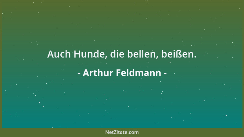 Arthur Feldmann - Auch Hunde, die bellen, beißen....